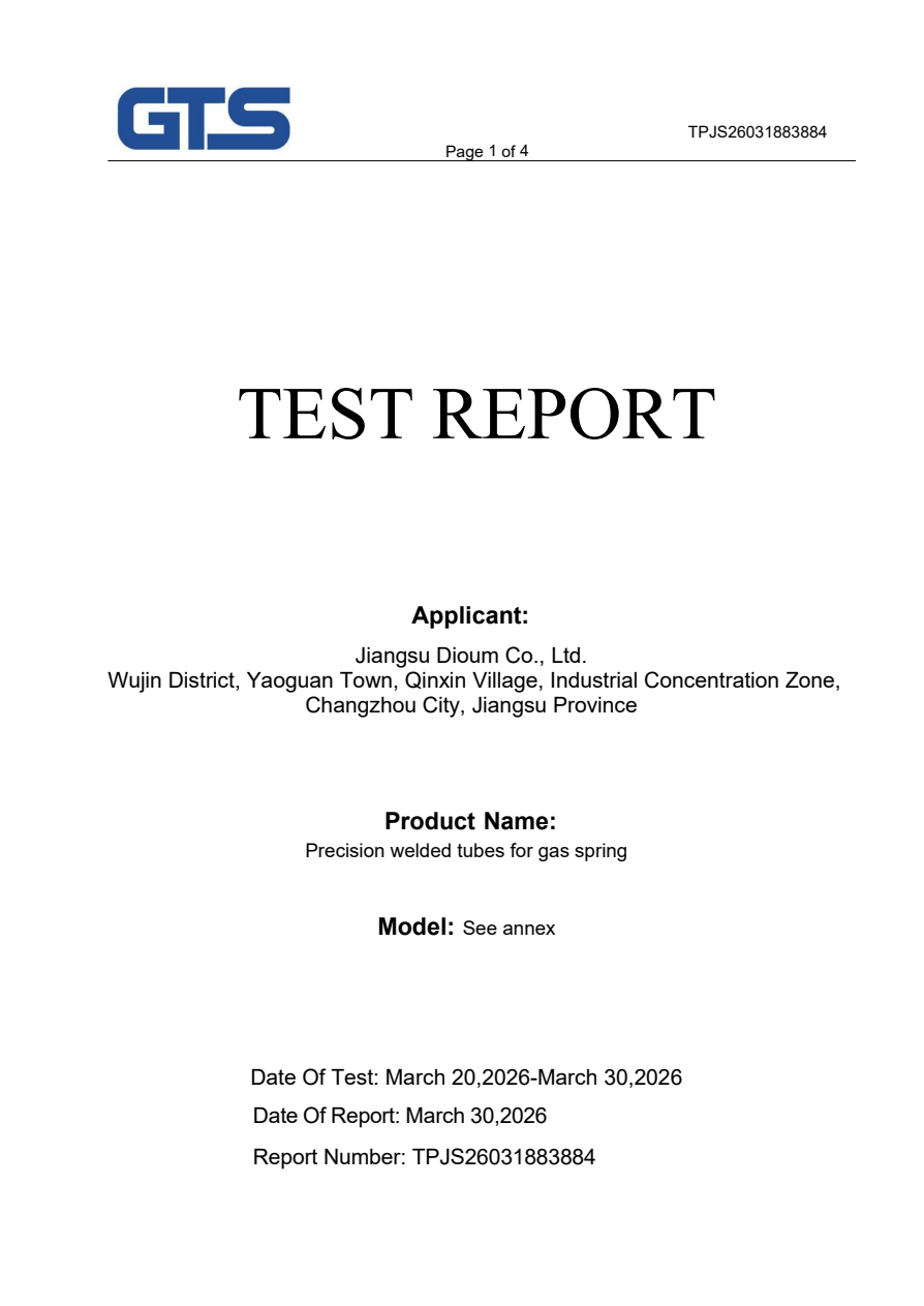 GTS report first page: TPJS26031883884